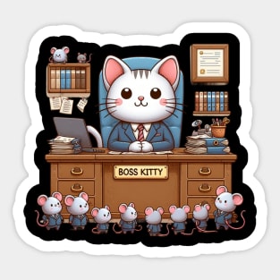 Cute Cat Boss Confidential: Unveiling Feline Funnies Sticker